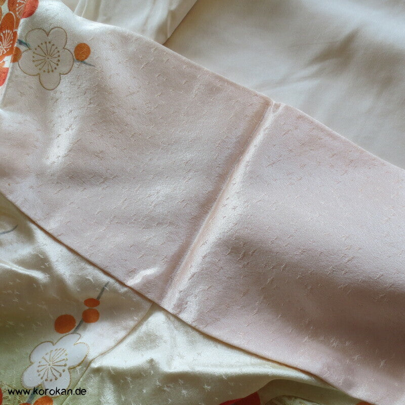 allover Sakurazweige, rosa, rot, gold Furisode Seidensatin Kimono