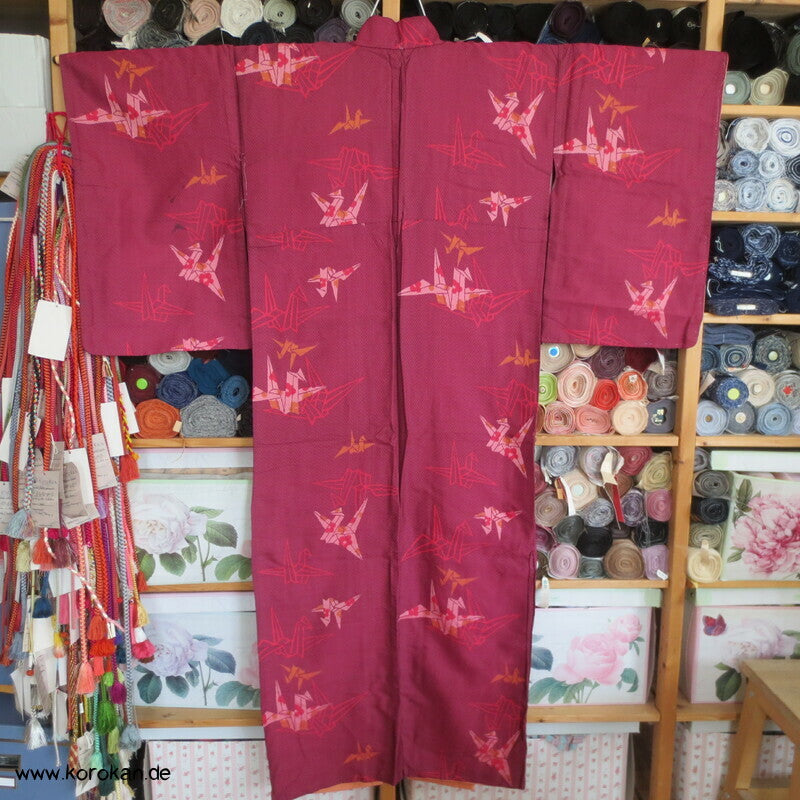 Kett Kasuri Origami Kraniche Komon Kimono