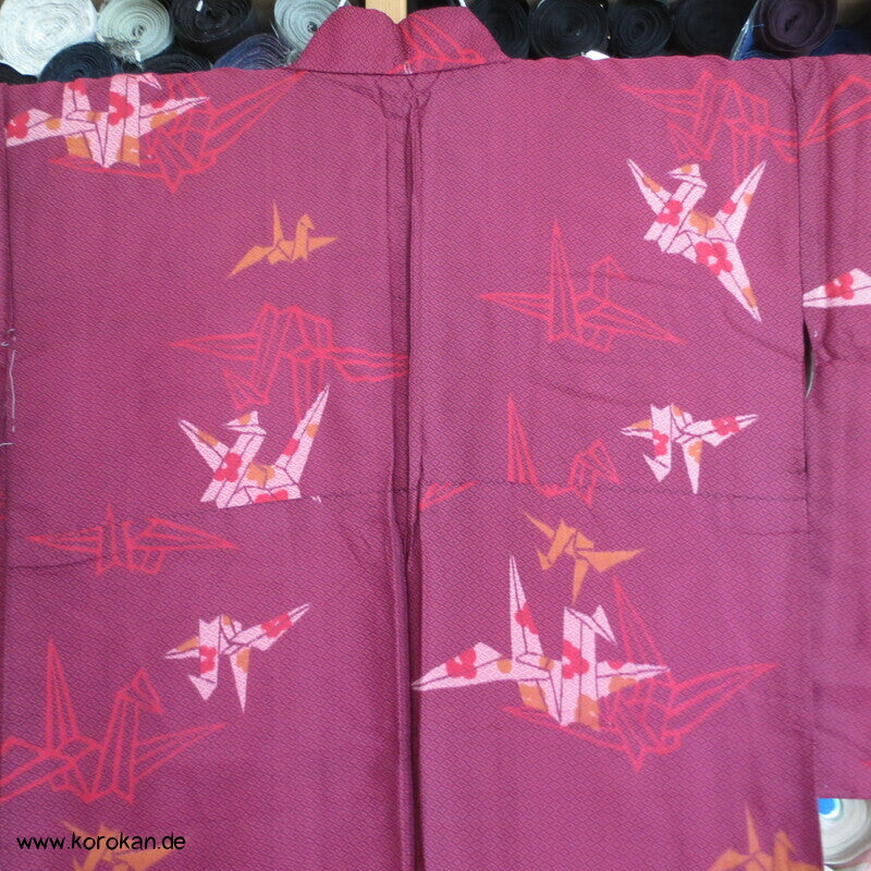 Kett Kasuri Origami Kraniche Komon Kimono