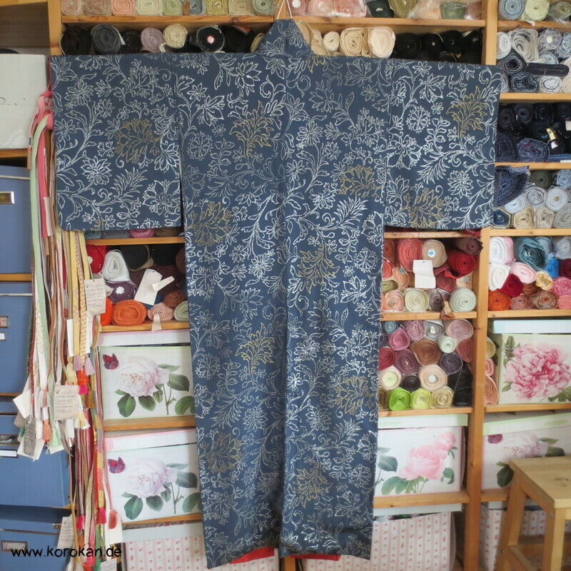 festlicher chinesischer Seiden Brokat 1950'er Komon Kimono