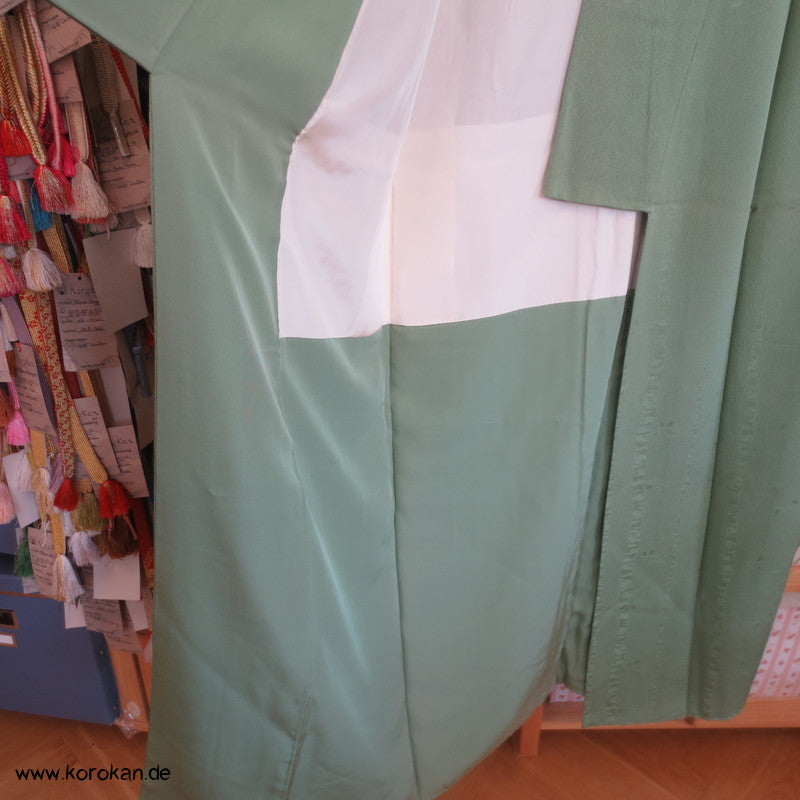 eingewebte Baum-/ Bambusstämme jade Seidendamast Iromuji Kimono