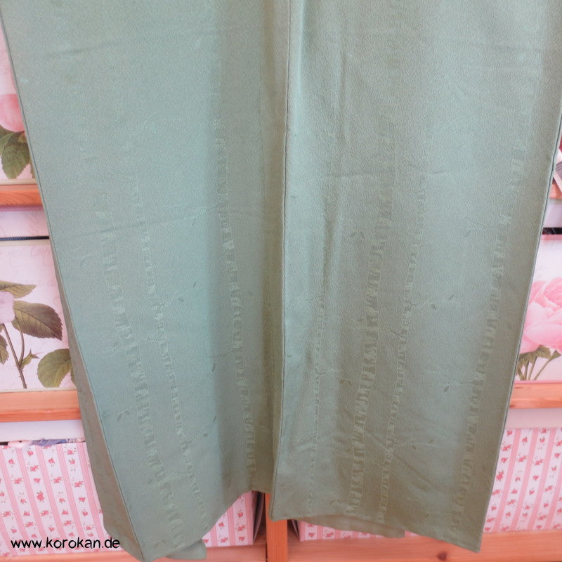 eingewebte Baum-/ Bambusstämme jade Seidendamast Iromuji Kimono