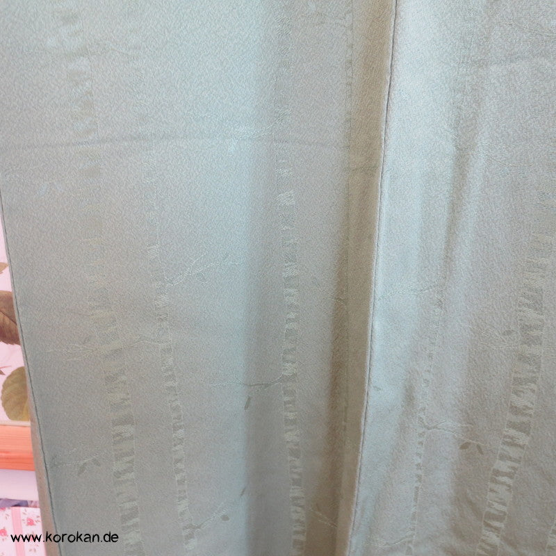 eingewebte Baum-/ Bambusstämme jade Seidendamast Iromuji Kimono