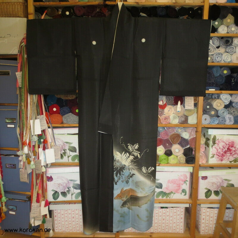 Koi Karpfenteich Tomesode Sommer Kimono Rho Seide