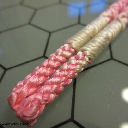 Haori Himo rundgeflochten - rosa weiß Verlauf - Seide