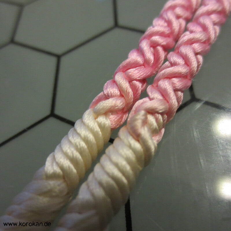 Haori Himo rundgeflochten - rosa weiß Verlauf - Seide