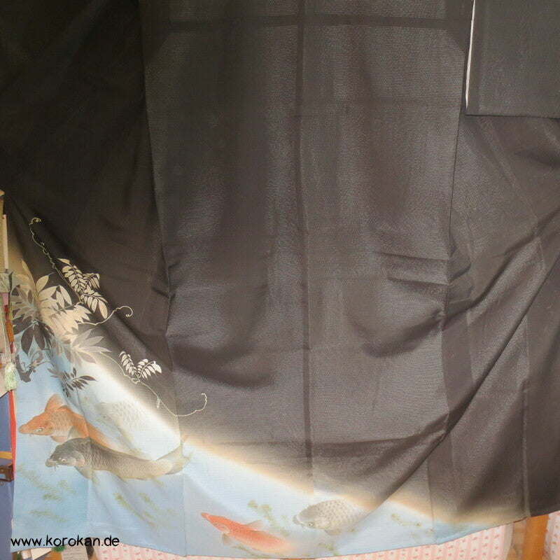 Koi Karpfenteich Tomesode Sommer Kimono Rho Seide