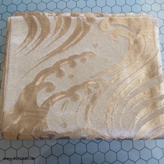 goldene Tsunami Wellen Brokat Fukuro Obi Kimonogürtel