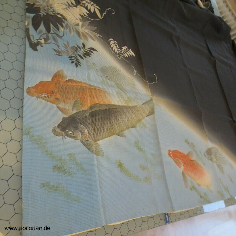 Koi Karpfenteich Tomesode Sommer Kimono Rho Seide