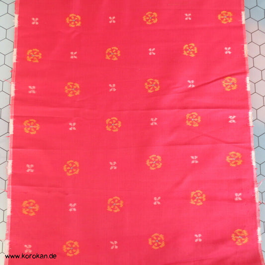 Meisen Seiden Kimono Stoff Art Deco gelbe Blüten auf hellem rot Araihari