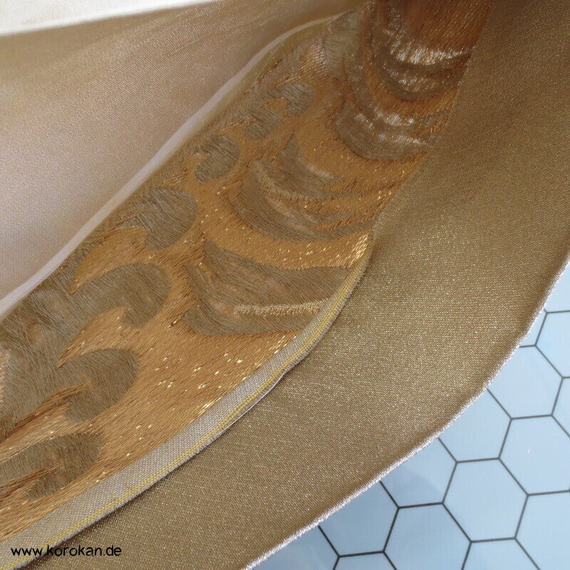 goldene Tsunami Wellen Brokat Fukuro Obi Kimonogürtel