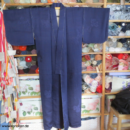 gewebte Schleifen Seidendamast, blauvioletter Iromuji Kimono