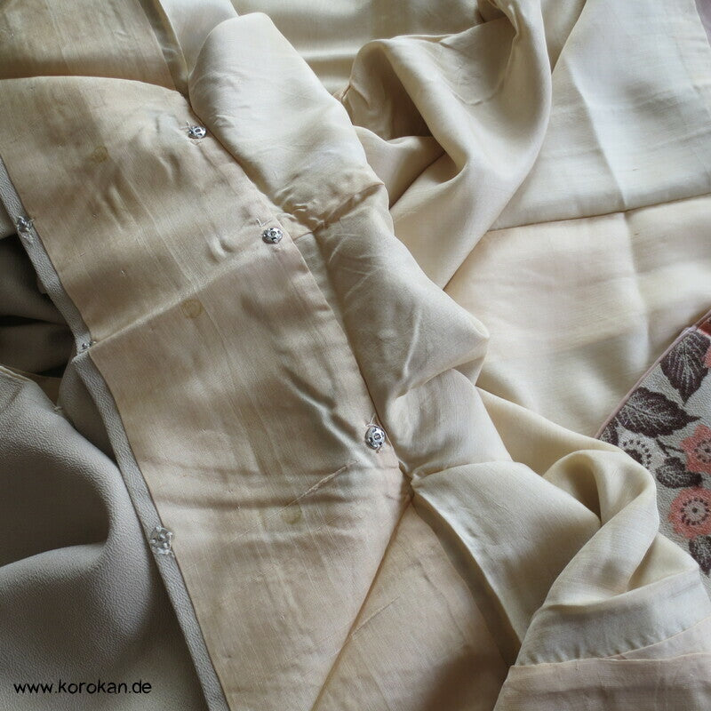 Omeshi Jacquard Pfau hinter Blumen Homongi Kimono
