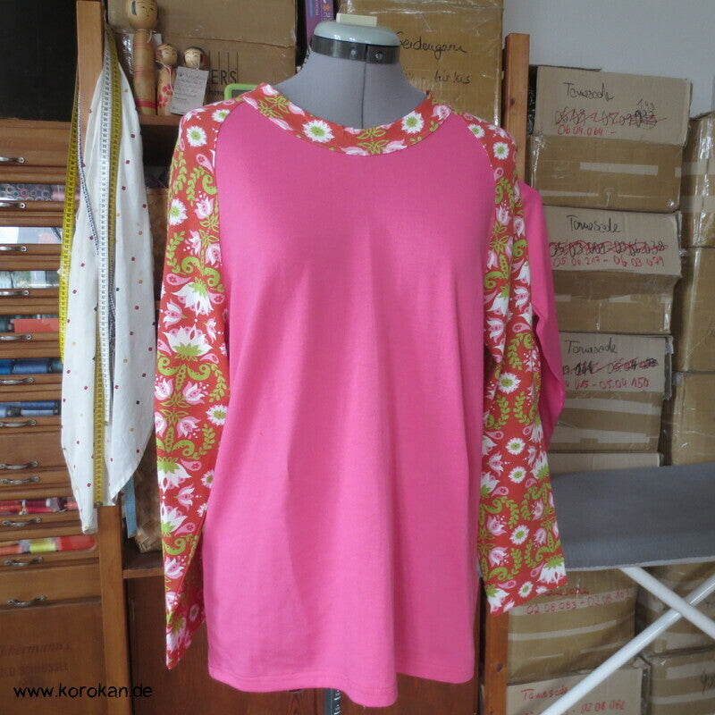 Raglan Kombishirt - gemustert und uni  Baumwoll Jersey Gr. M