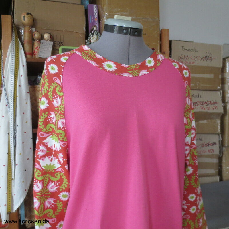 Raglan Kombishirt - gemustert und uni  Baumwoll Jersey Gr. M