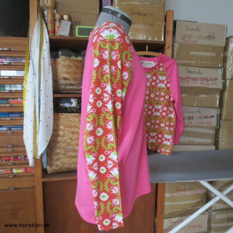 Raglan Kombishirt - gemustert und uni  Baumwoll Jersey Gr. M