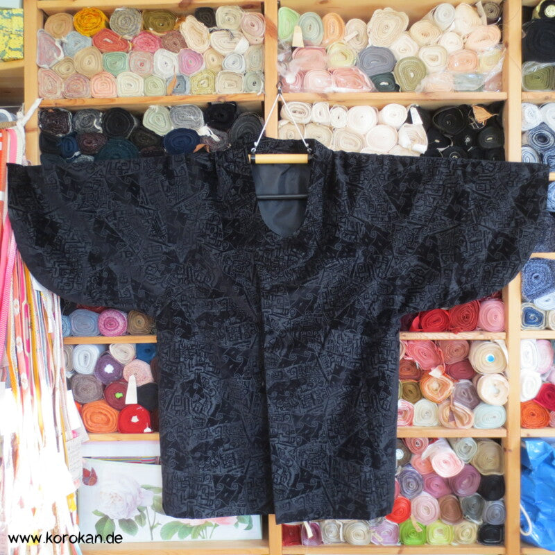 moderne japanische Michiyuki Ausbrenner Samt Kimono Raglanjacke