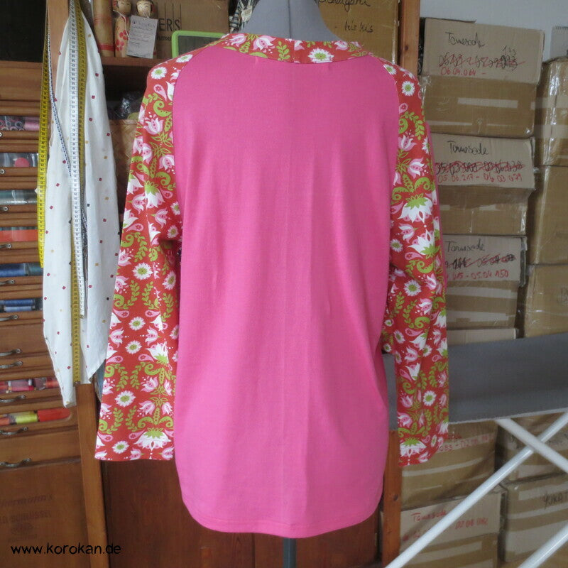 Raglan Kombishirt - gemustert und uni  Baumwoll Jersey Gr. M