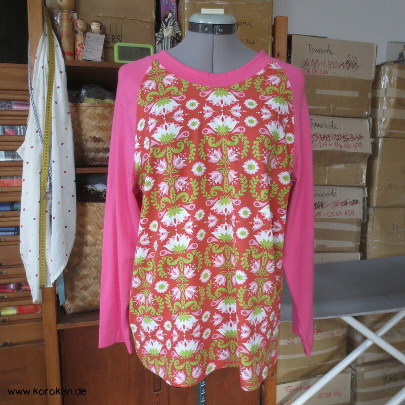 Raglan Kombishirt - gemustert und uni  Baumwoll Jersey Gr. M