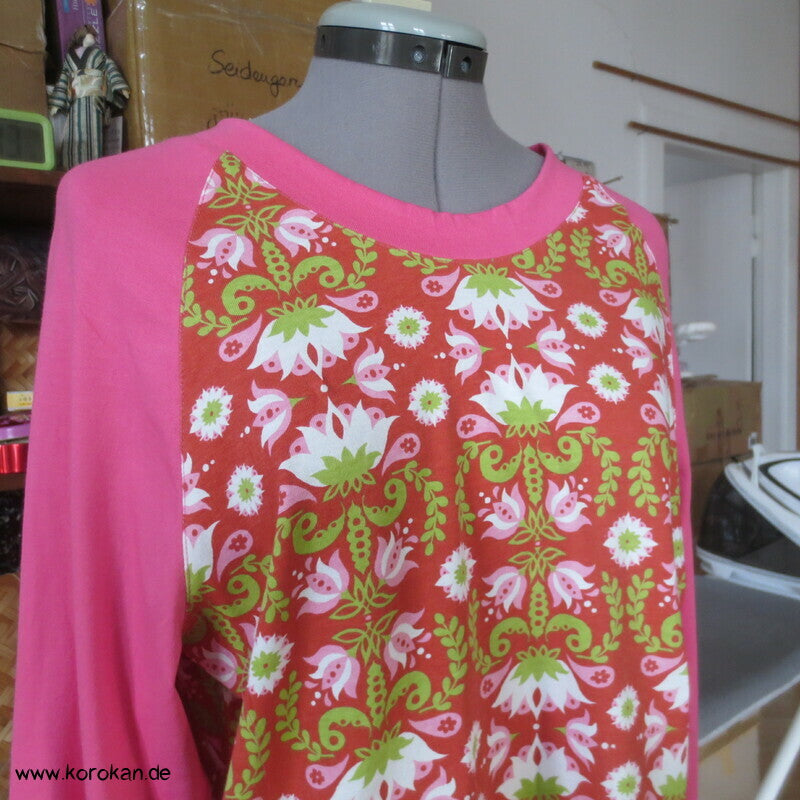 Raglan Kombishirt - gemustert und uni  Baumwoll Jersey Gr. M