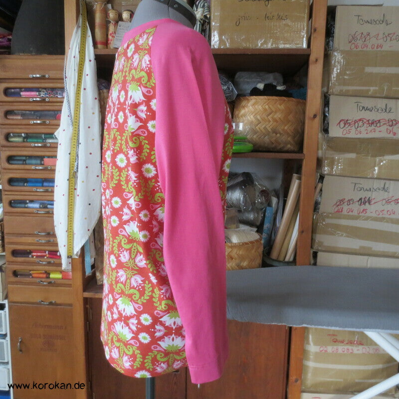 Raglan Kombishirt - gemustert und uni  Baumwoll Jersey Gr. M