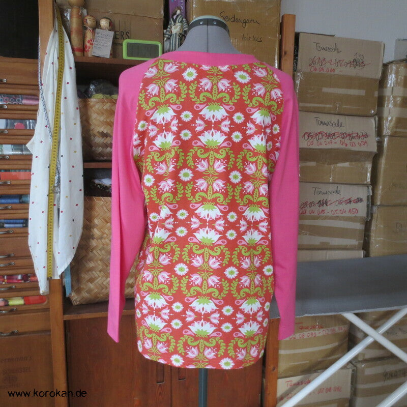 Raglan Kombishirt - gemustert und uni  Baumwoll Jersey Gr. M