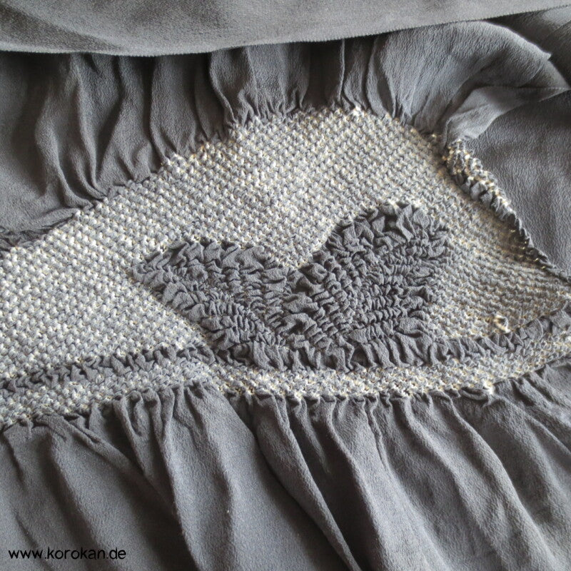 Farnwedel Shibori Heko Obi - Chirimen Seiden Crepe