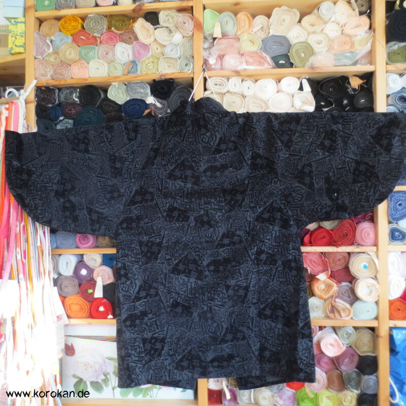 moderne japanische Michiyuki Ausbrenner Samt Kimono Raglanjacke
