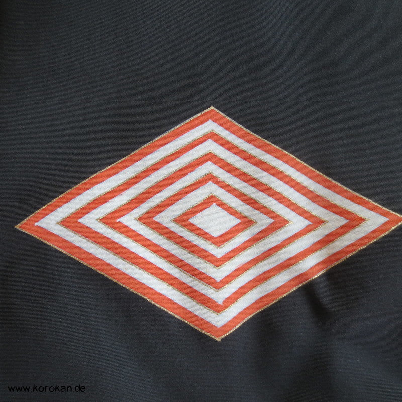 japanische Haori Kimono Jacke mit Diamantrauten, handgemaltes Seidenfutter