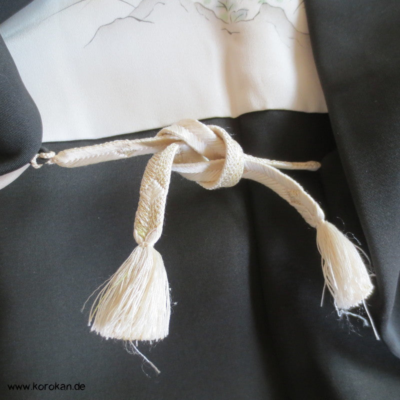 japanische Haori Kimono Jacke mit Diamantrauten, handgemaltes Seidenfutter