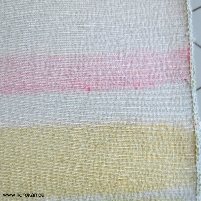 handgemalte Streifen Kimono dicke Tsumugi Crepe Seide