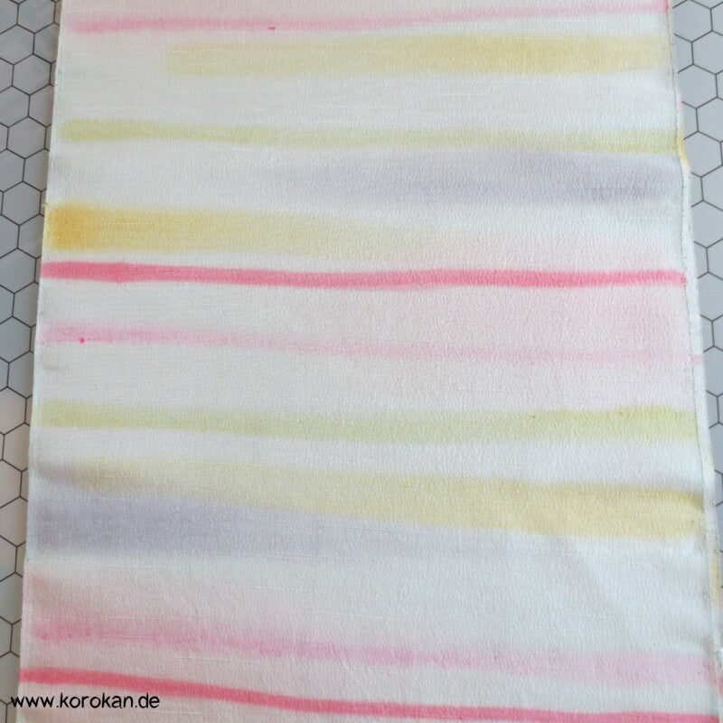 handgemalte Streifen Kimono dicke Tsumugi Crepe Seide