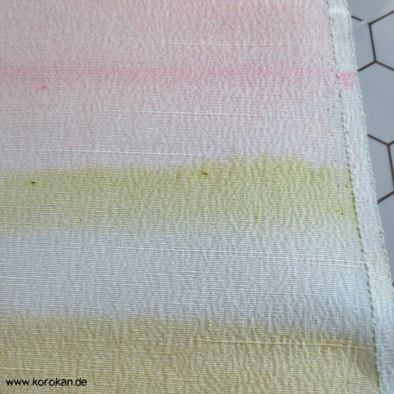 handgemalte Streifen Kimono dicke Tsumugi Crepe Seide