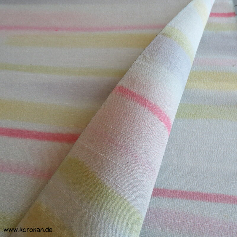 handgemalte Streifen Kimono dicke Tsumugi Crepe Seide