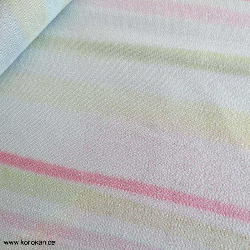 handgemalte Streifen Kimono dicke Tsumugi Crepe Seide