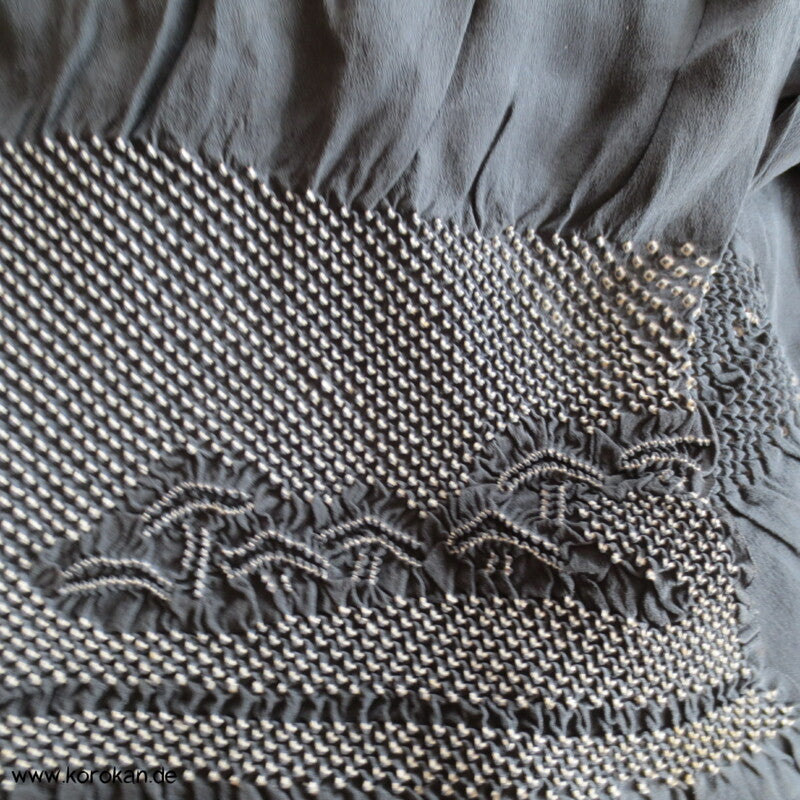 Kiefern Shibori Heko Obi - Chirimen Crepe