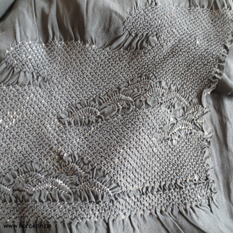 Kiefern Shibori Heko Obi - Chirimen Crepe