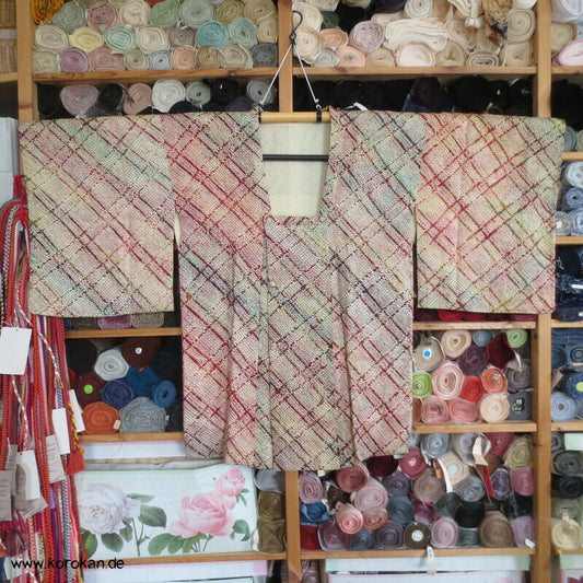Full Shibori buntes diagonales Gitter Michiyuki Jacke