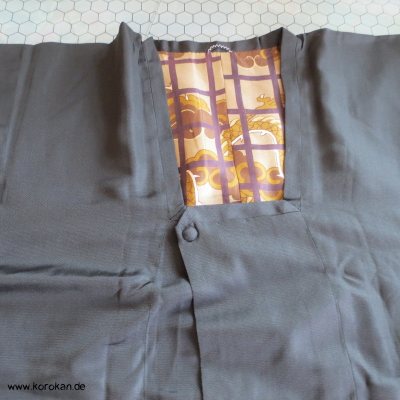 schwarzem Seiden Crepe Michiyuki Jacke - Drachenfutter
