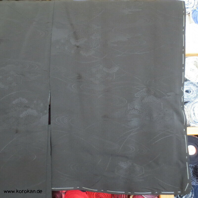 Multi Muster Rinzu schwarze Seiden Damast Haori