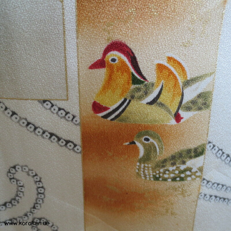 Wellen, Tanzaku mit Golddruck Komon Kimono