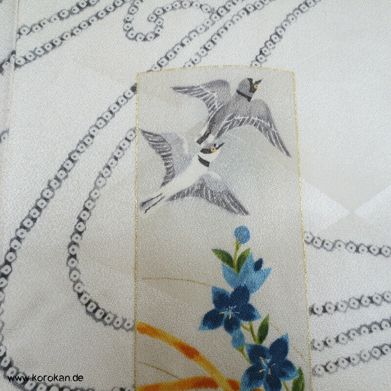 Wellen, Tanzaku mit Golddruck Komon Kimono