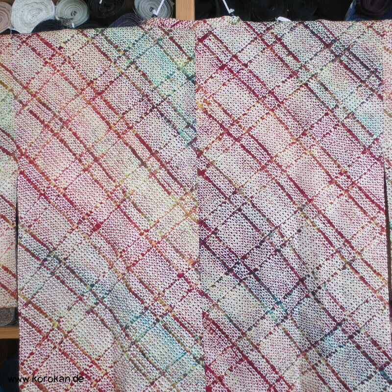 Full Shibori buntes diagonales Gitter Michiyuki Jacke