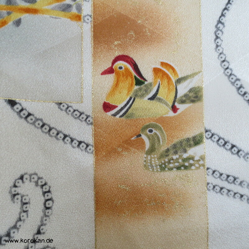 Wellen, Tanzaku mit Golddruck Komon Kimono