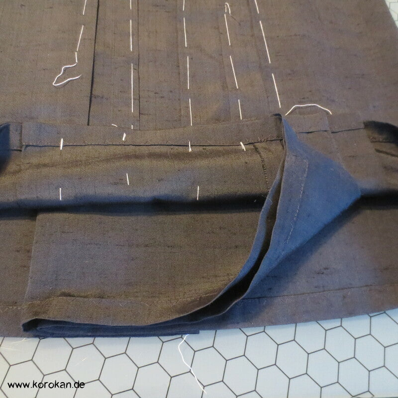 anthrazit graue Tsumugi Seiden Hakama  - Umanori Hosentyp - Anfertigung neu