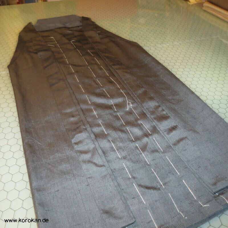 anthrazit graue Tsumugi Seiden Hakama  - Umanori Hosentyp - Anfertigung neu