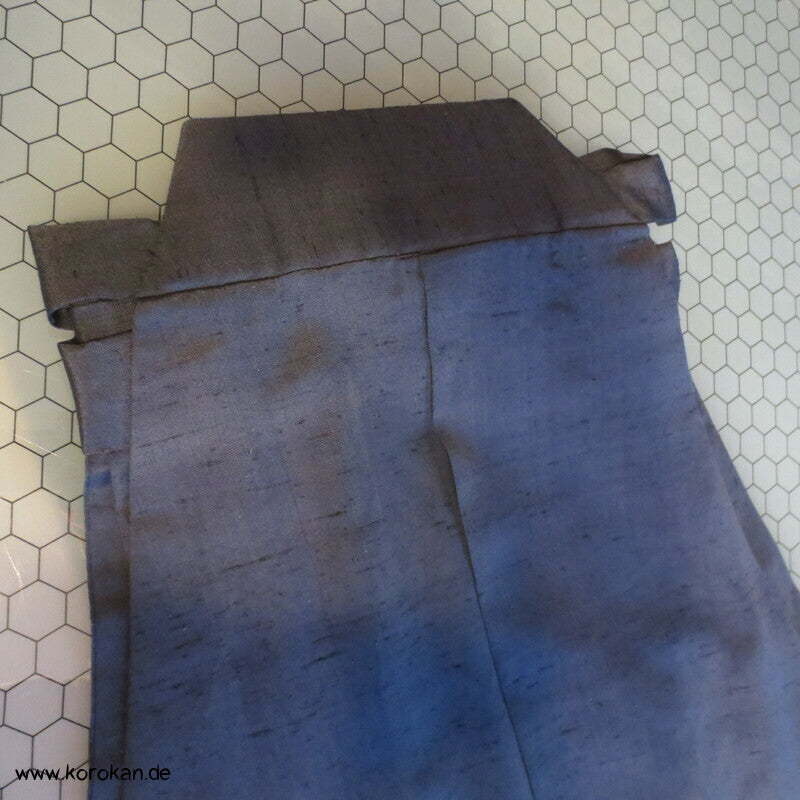 anthrazit graue Tsumugi Seiden Hakama  - Umanori Hosentyp - Anfertigung neu