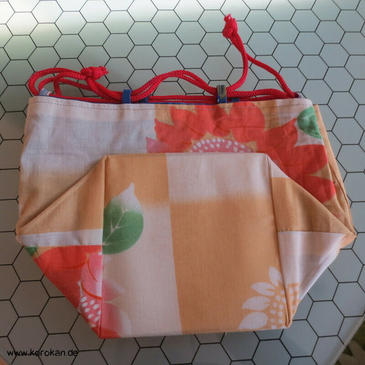 Kinchaku Zugbeutel - Tasche Baumwolle für Yukata Kimono Sonnenblume