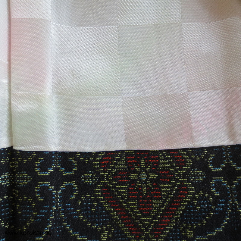 Wolljacquard Haori Kimono Jacke - mit Korallen Himo