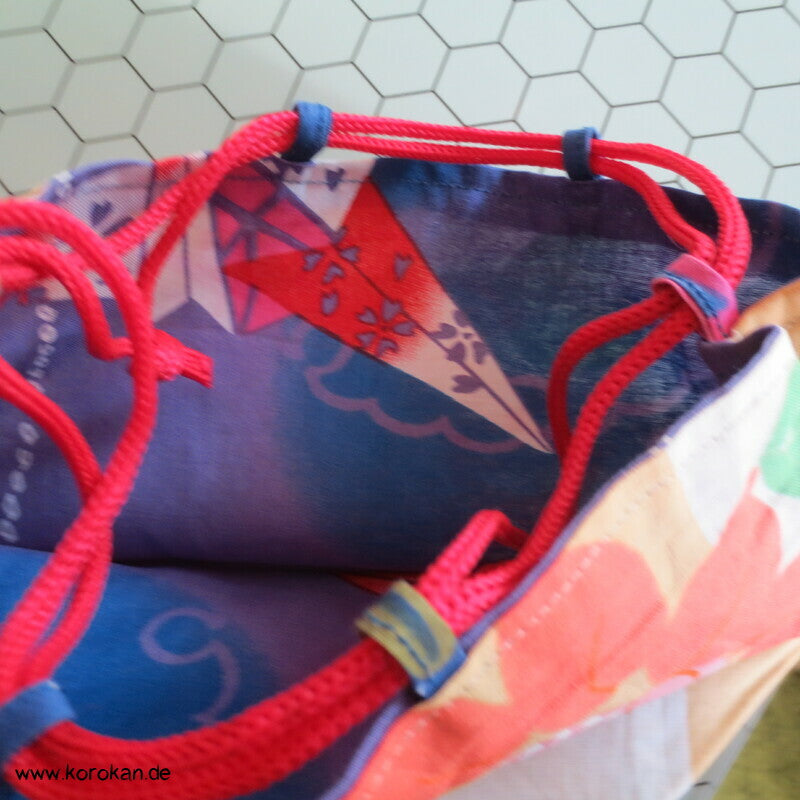 Kinchaku Zugbeutel - Tasche Baumwolle für Yukata Kimono Sonnenblume